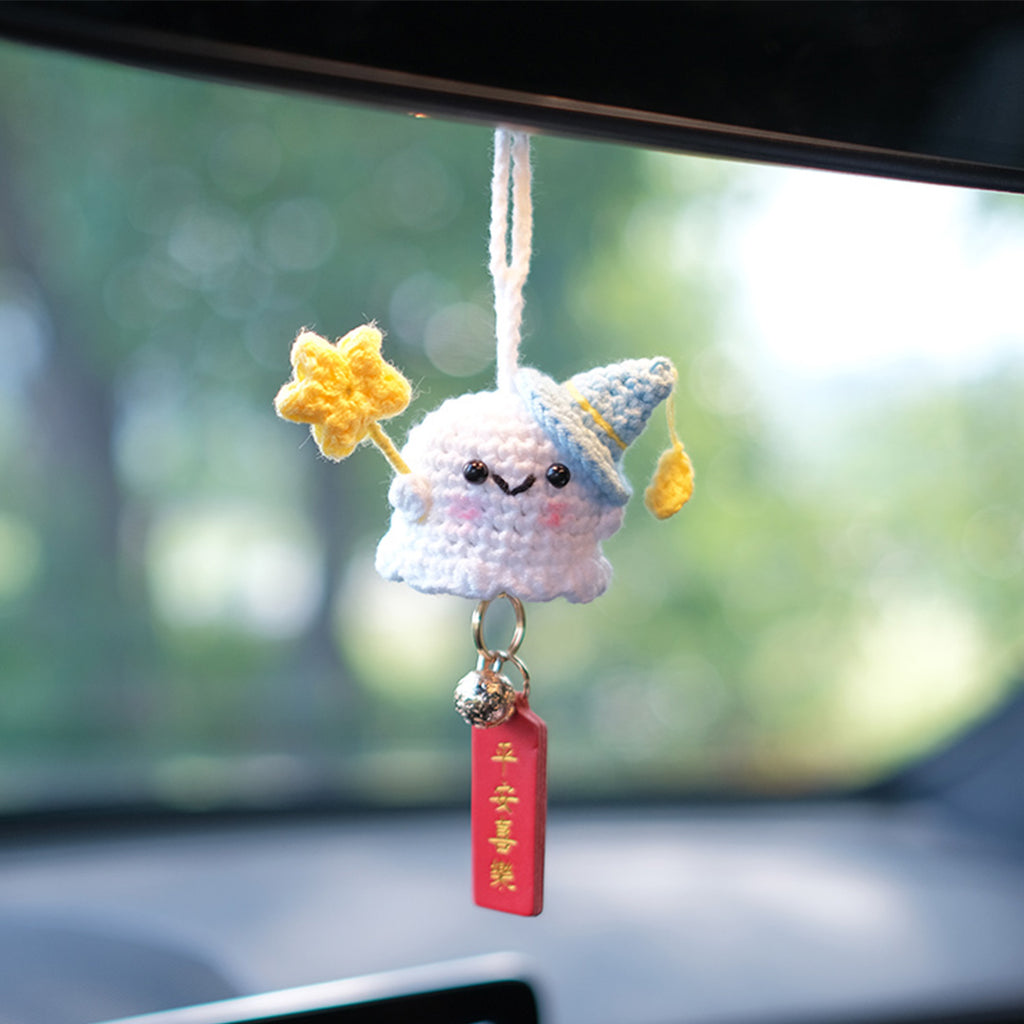 Crochet Hanging Ghost Car Decor Mirror Hanging Accessories