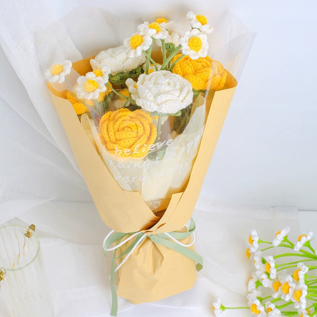 Crochet Daisy + Roses Flower Bouquet
