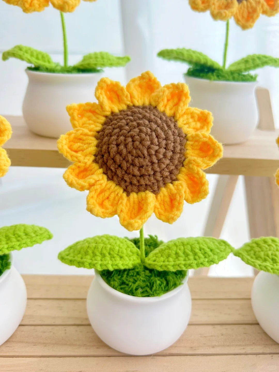 Mini Crochet Sunflowers Car Decor Mirror Hanging Accessories