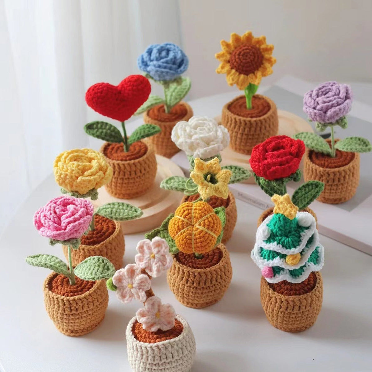 Crochet Flower Plant Home Decor Gifts For Her