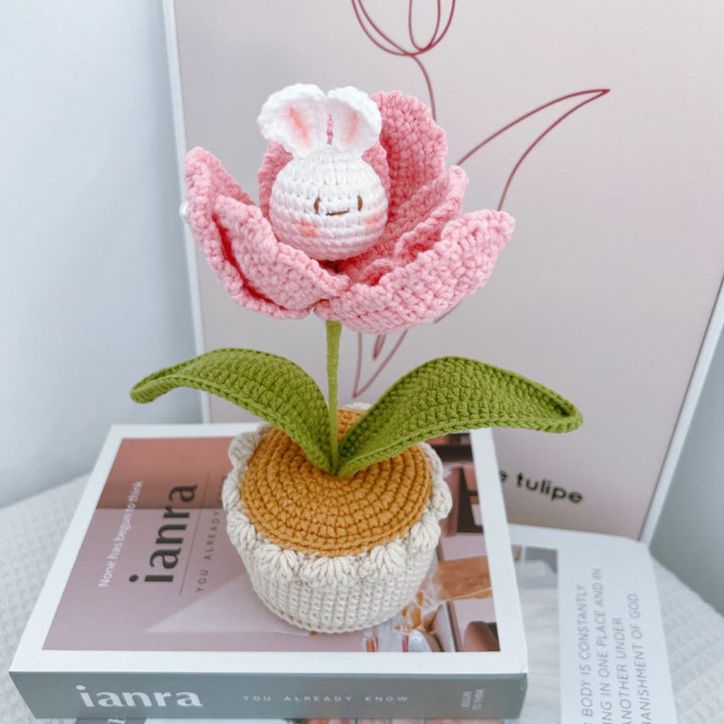 Crochet Tulip+Rabbit Flower Bouquet-Gift For Her