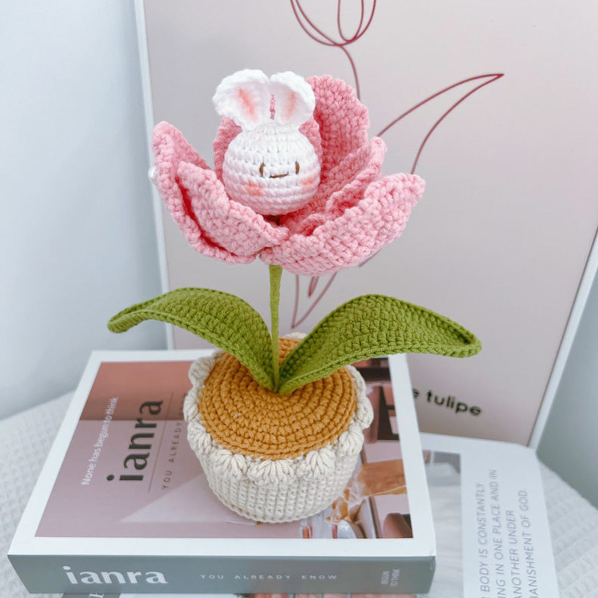 Crochet Tulip+Rabbit Flower Bouquet-Gift For Her
