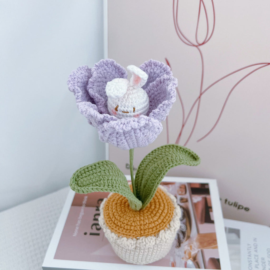 Crochet Tulip+Rabbit Flower Bouquet-Gift For Her