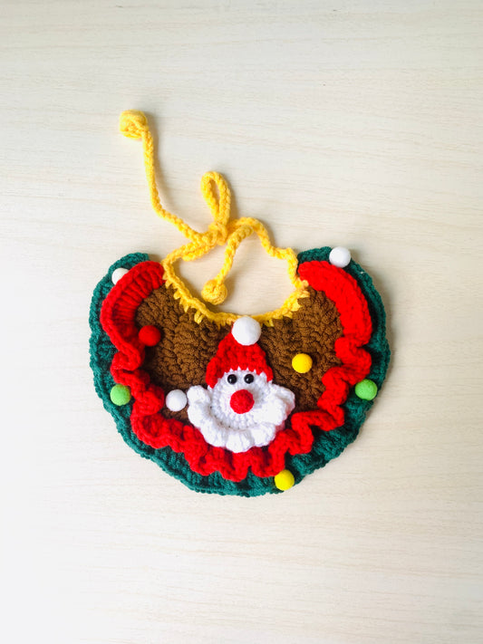 Christmas Santa Claus Crochet Cat Bib