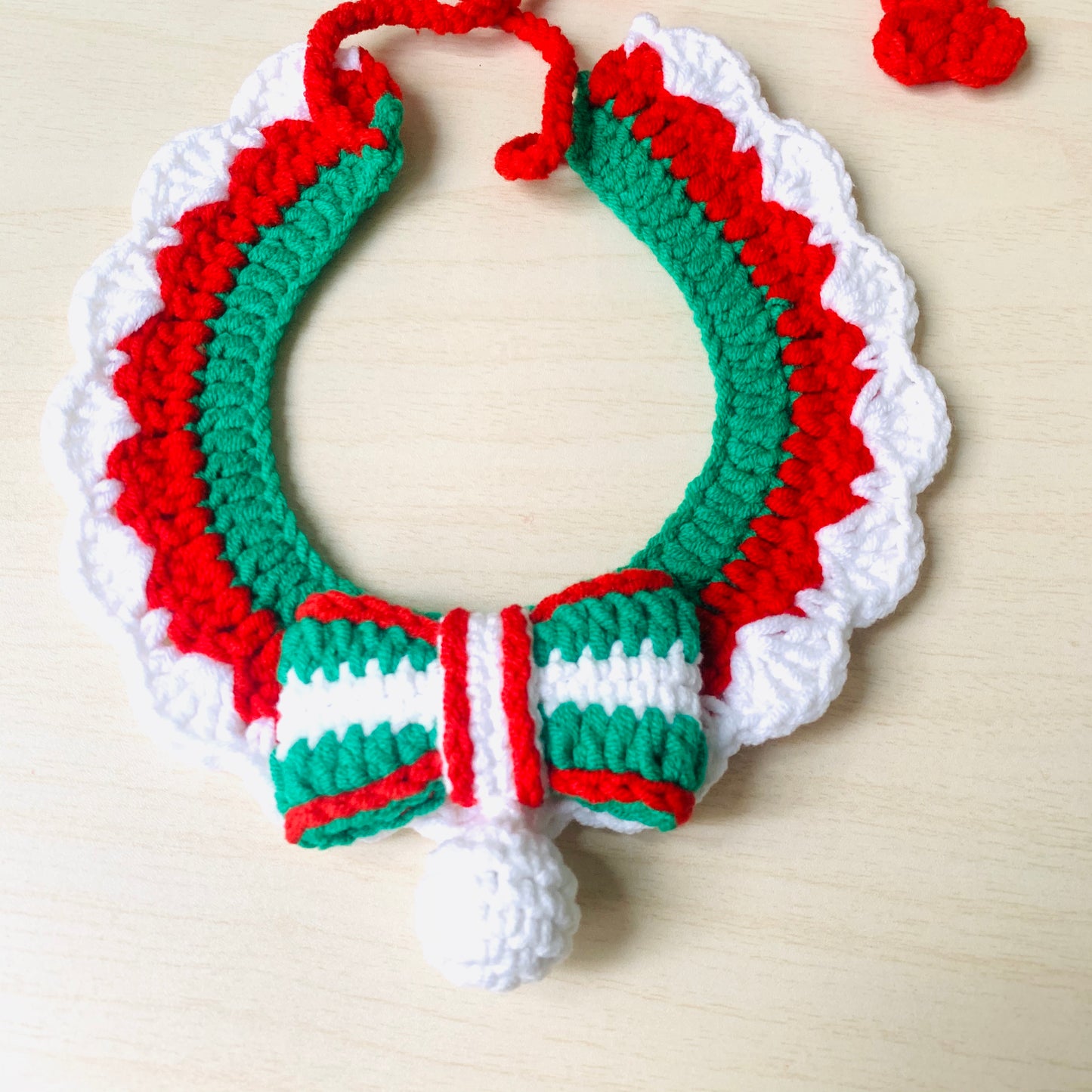 Bow Christmas Crochet Cat Collar