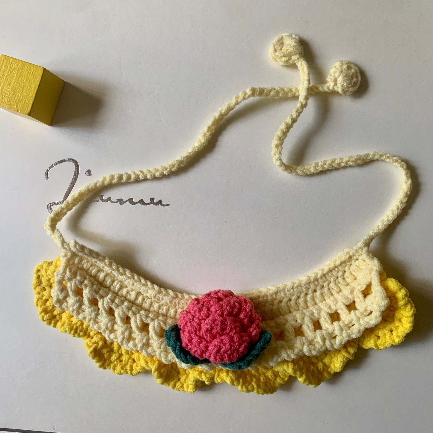 Crochet Flower Cat Collar