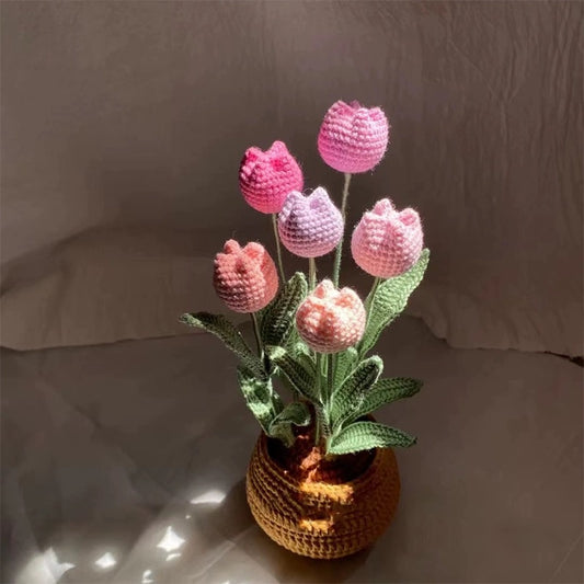 Crochet Tulip Flower Pot Mother's Gifts