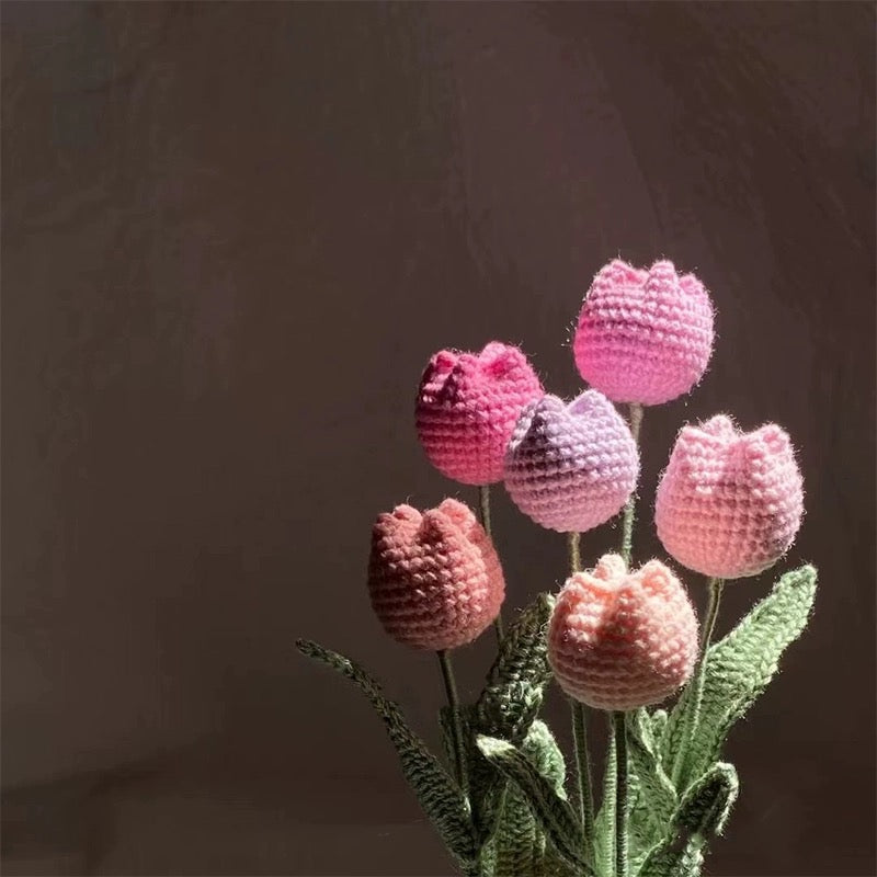 Crochet Tulip Flower Pot Mother's Gifts