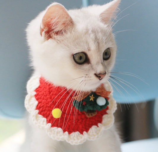 Christmas Crochet Cat Bib