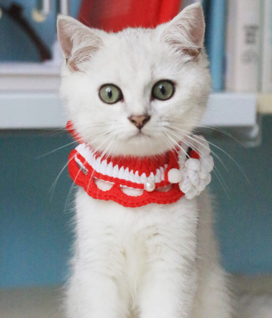 Christmas Santa Claus Crochet Cat Collar