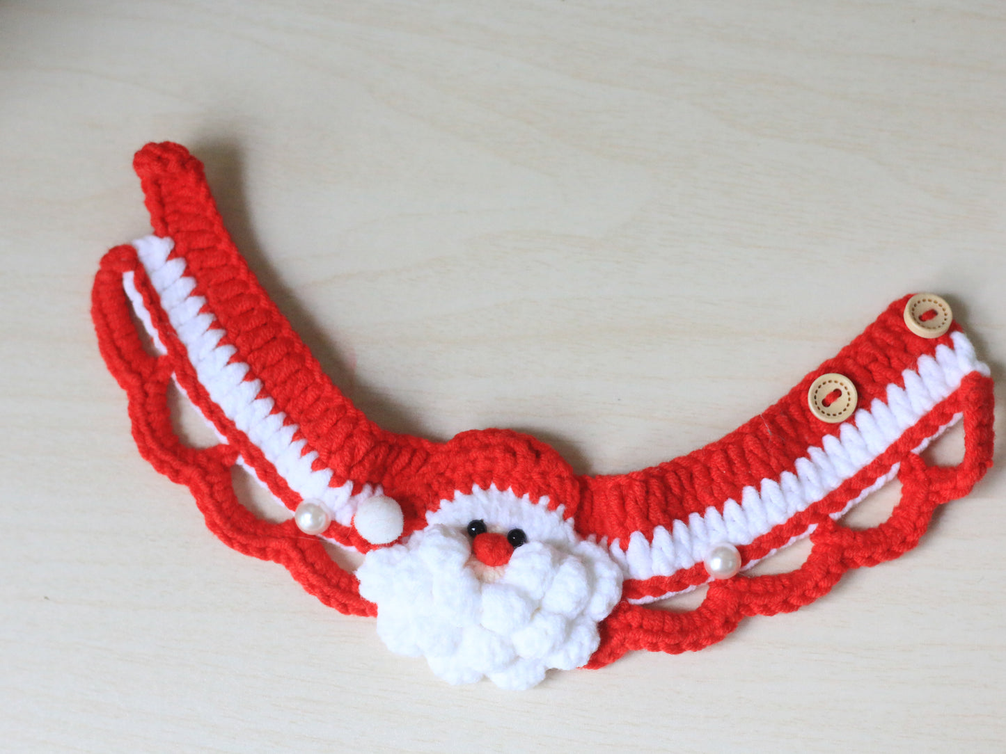 Christmas Santa Claus Crochet Cat Collar