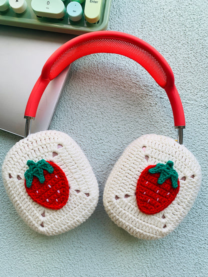 White Base Strawberry AirPods Max Cases Sony XM1000 Cases