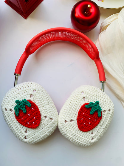 White Base Strawberry AirPods Max Cases Sony XM1000 Cases
