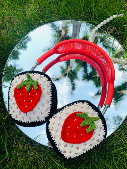 White Base Strawberry AirPods Max Cases Sony XM1000 Cases