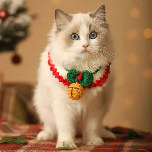 Christmas Crochet Cat Collar