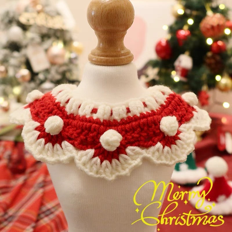 Adjustable Christmas Crochet Cat Collar