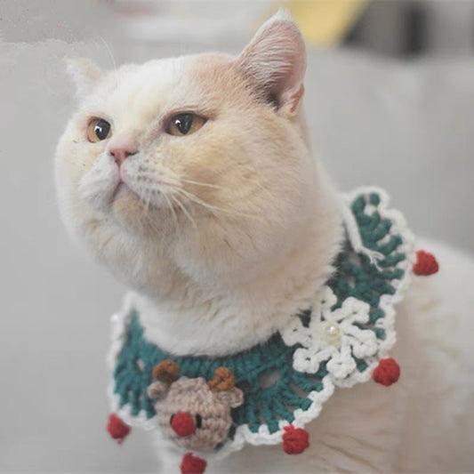 Happy Christmas Crochet Cat Collar