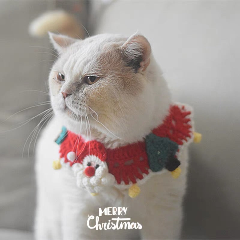 Happy Christmas Crochet Cat Collar
