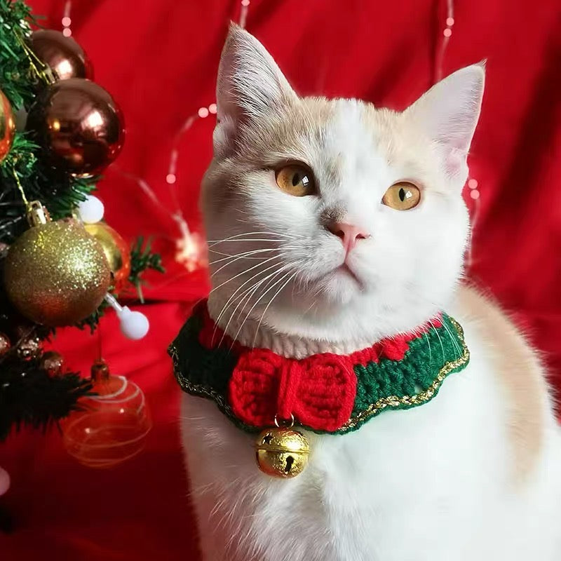 Happy Christmas Crochet Cat Collar