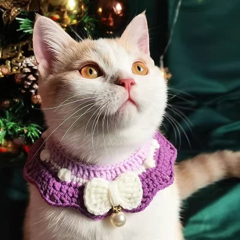 Happy Christmas Crochet Cat Collar