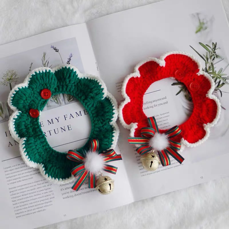Happy Christmas Crochet Cat Collar