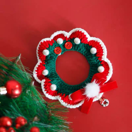 Happy Christmas Crochet Cat Collar