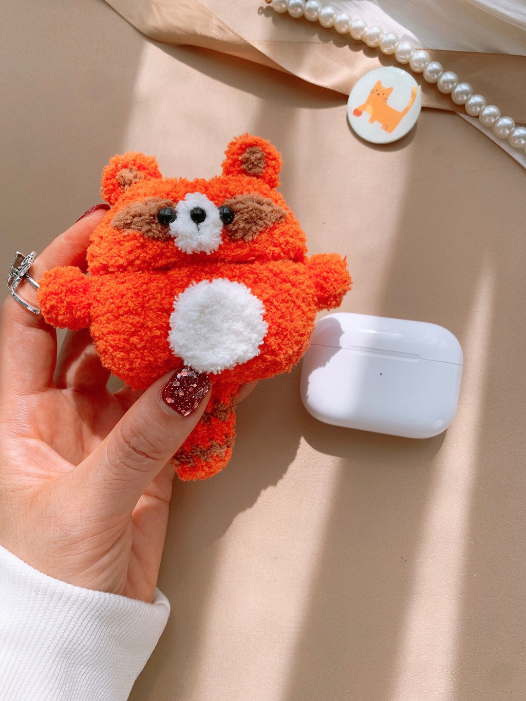 Orange Raccoon Airpods 1/2/3 Case AirPods Pro, Pro 2 Case