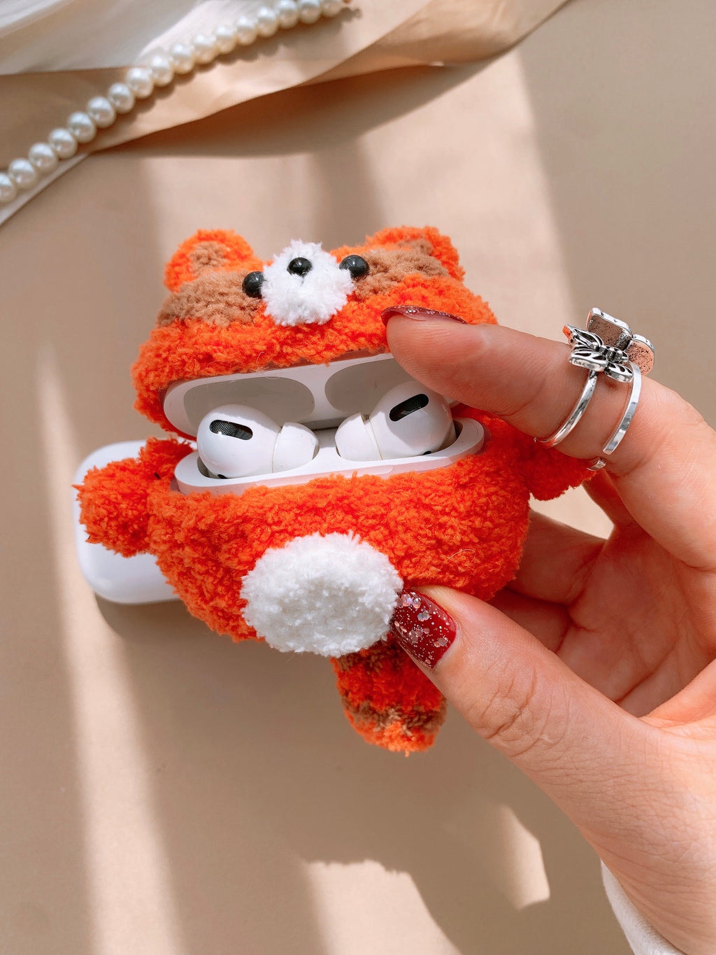 Orange Raccoon Airpods 1/2/3 Case AirPods Pro, Pro 2 Case