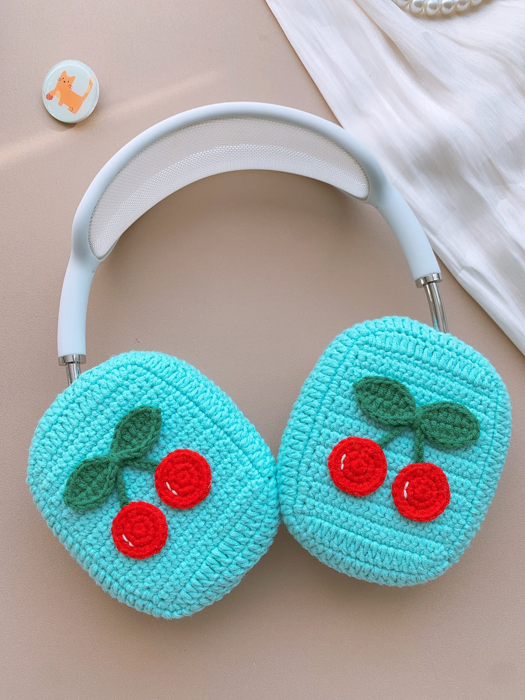 Blue Background Cherry Airpods Max Cases Sony XM1000 Cases