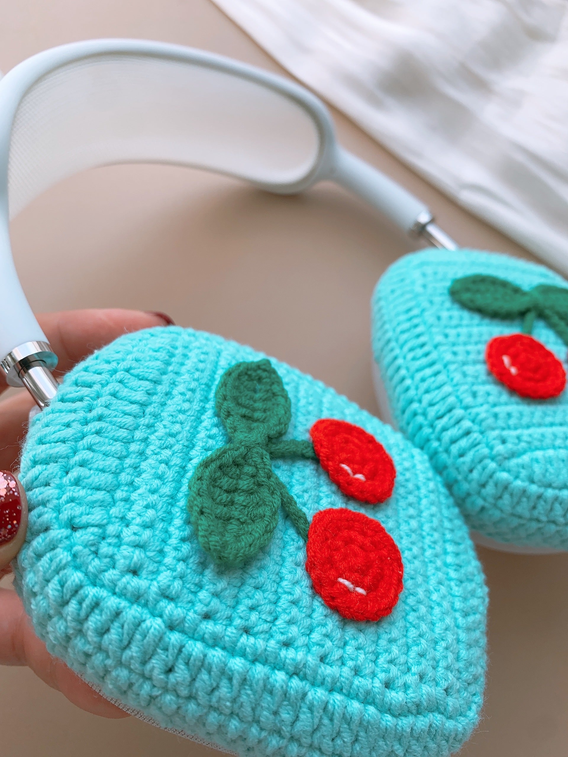 Blue Background Cherry Airpods Max Cases Sony XM1000 Cases