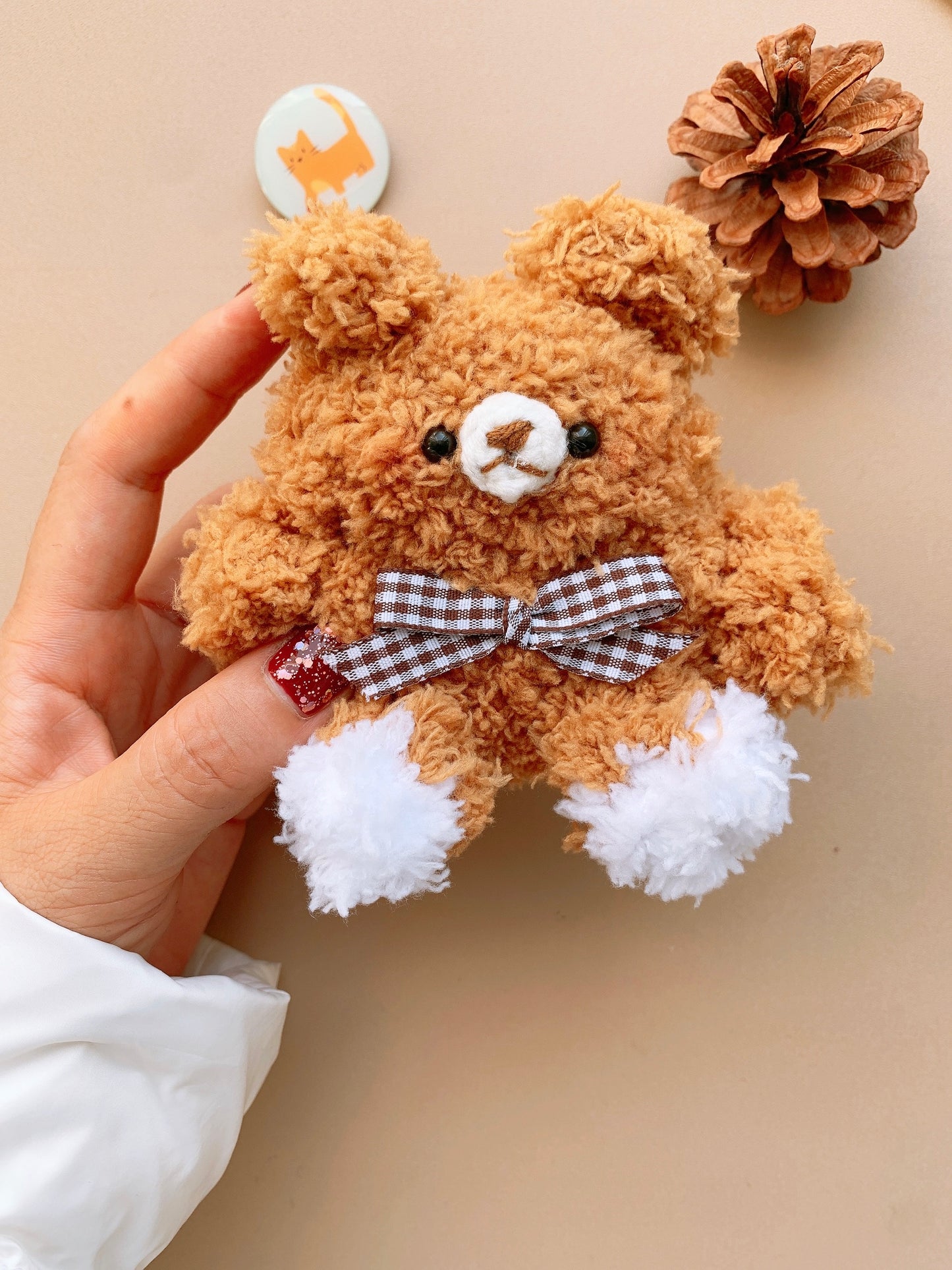 Fluffy Plush Brown Bear Airpods Case