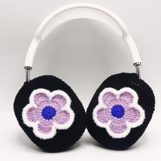 Black Base Purple Flower AirPods Max Cover Sony XM1000 Cases