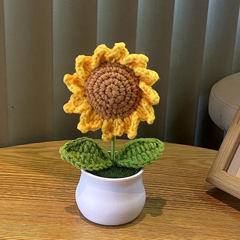Mini Crochet Sunflowers Car Decor Mirror Hanging Accessories