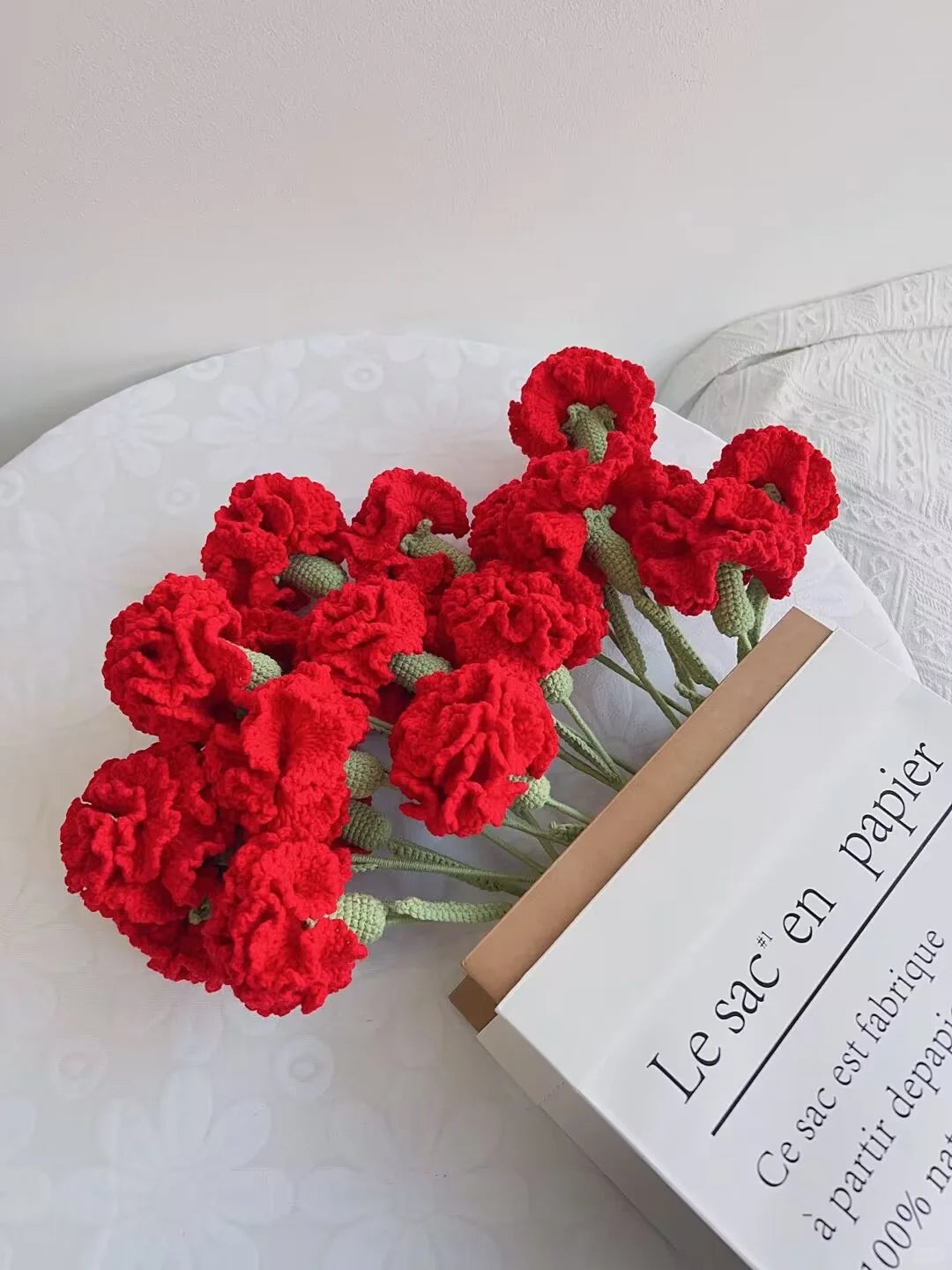 1 Carnation Crochet Carnation Home Decor Gifts For Mother's Day