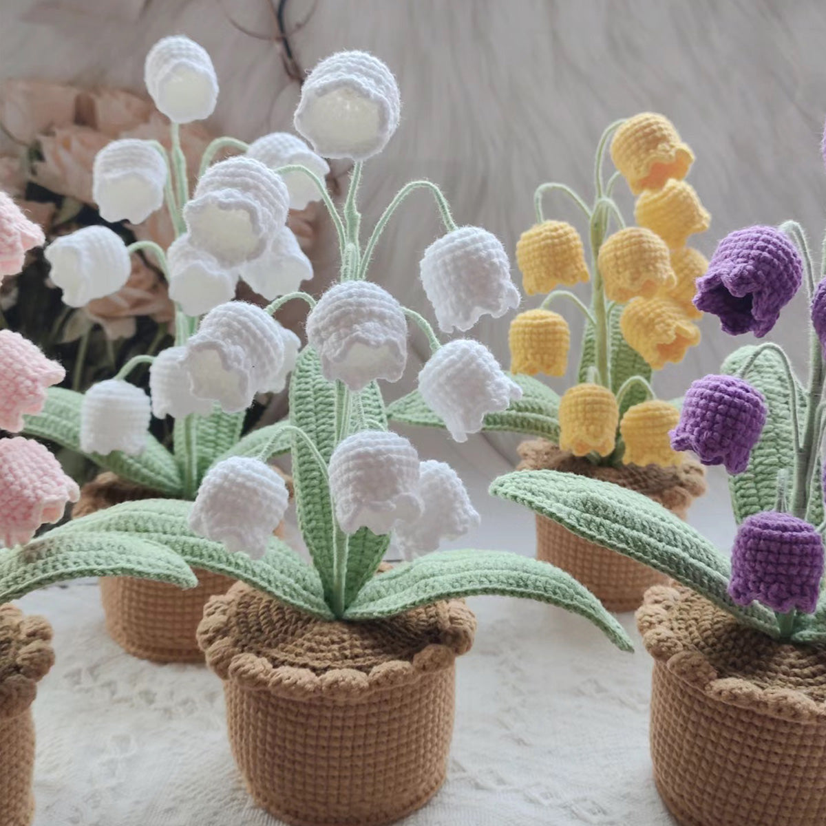 Crochet Lily Of Valley With Pot Flowers Never Fade