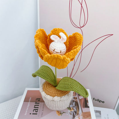 Crochet Tulip+Rabbit Flower Bouquet-Gift For Her