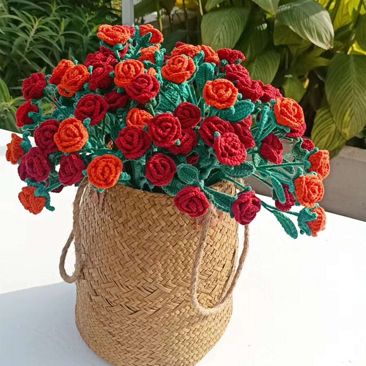 Crochet Multi-head Rose (5 heads) Flower Bouquet