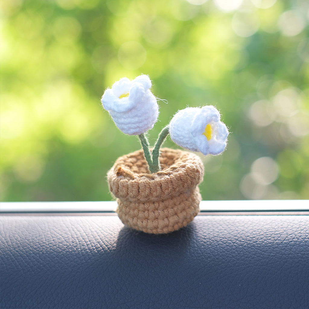 Mini Crochet Flowers Car Decor Mirror Hanging Accessories