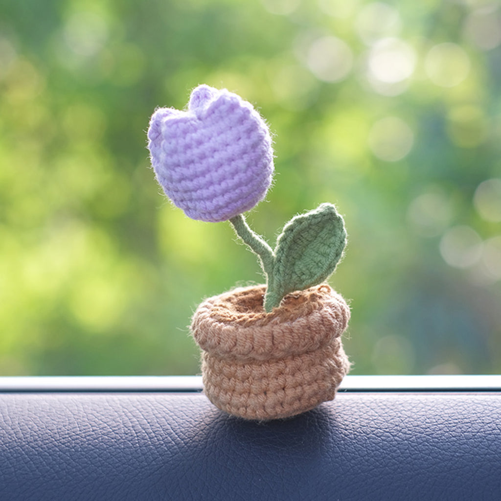 Mini Crochet Flowers Car Decor Mirror Hanging Accessories