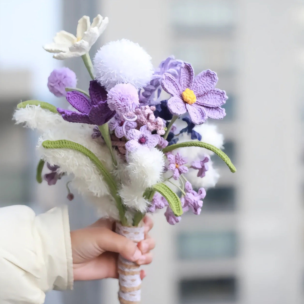 Mother's Day Gift Purple Special Design Crochet Flower Bouquet