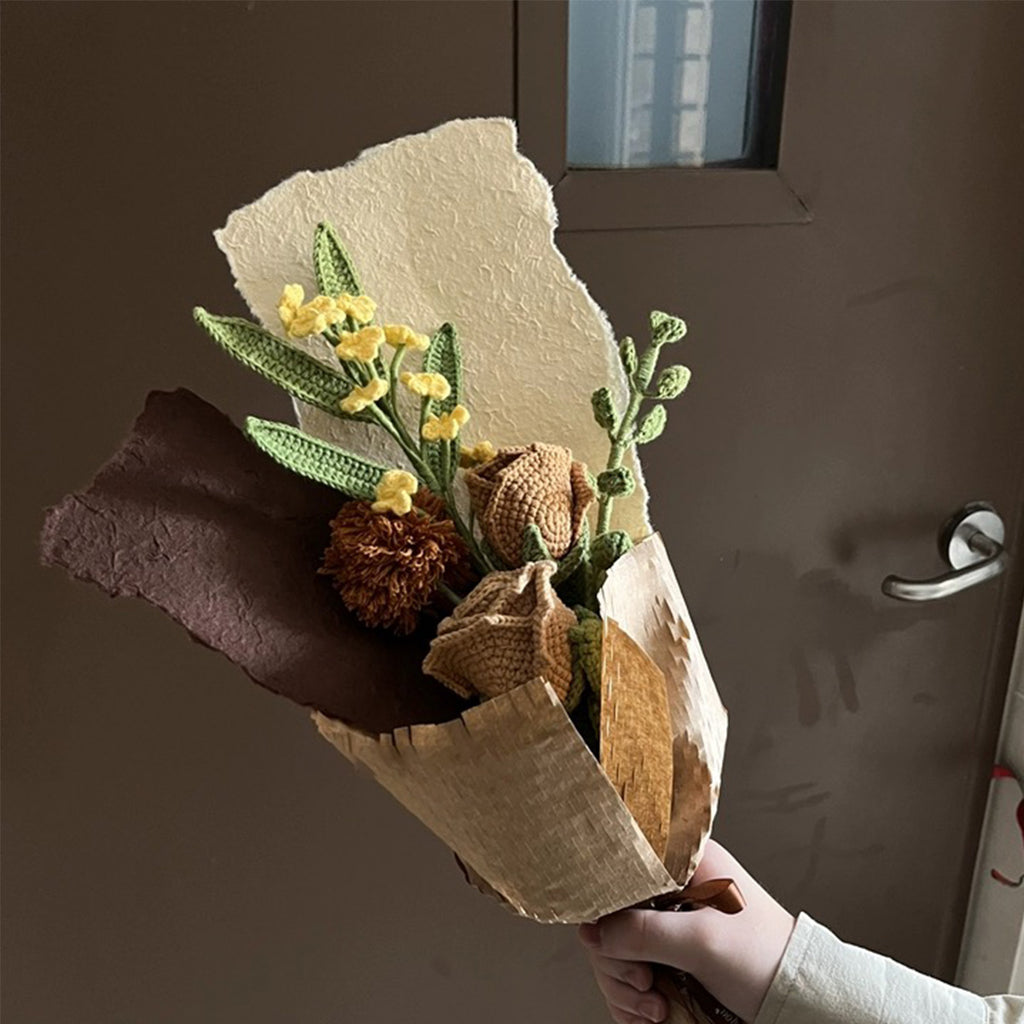 Crochet Brown Roses Flower Bouquet
