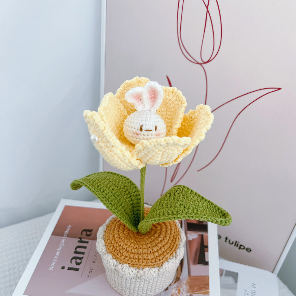 Crochet Tulip+Rabbit Flower Bouquet-Gift For Her