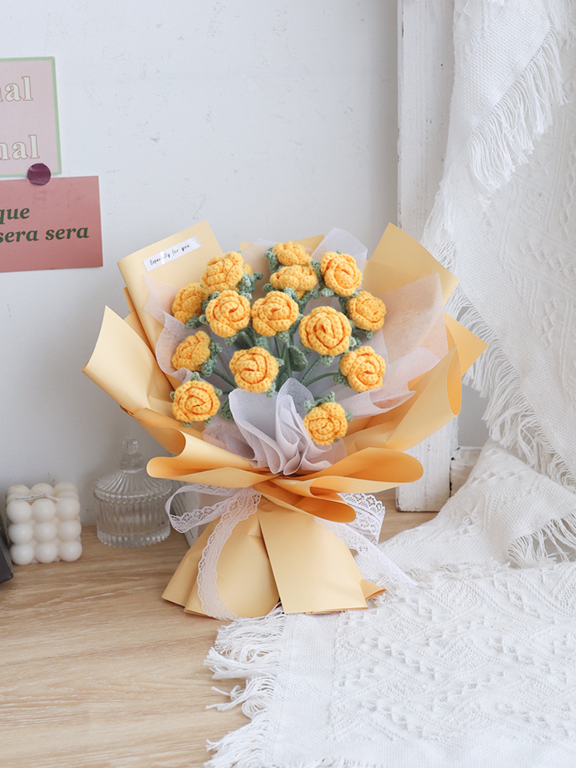 Roses Bouquet Crochet Flower Bouquet Mom Gift Bouquet