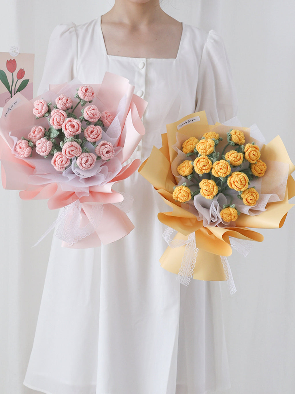 Roses Bouquet Crochet Flower Bouquet Mom Gift Bouquet