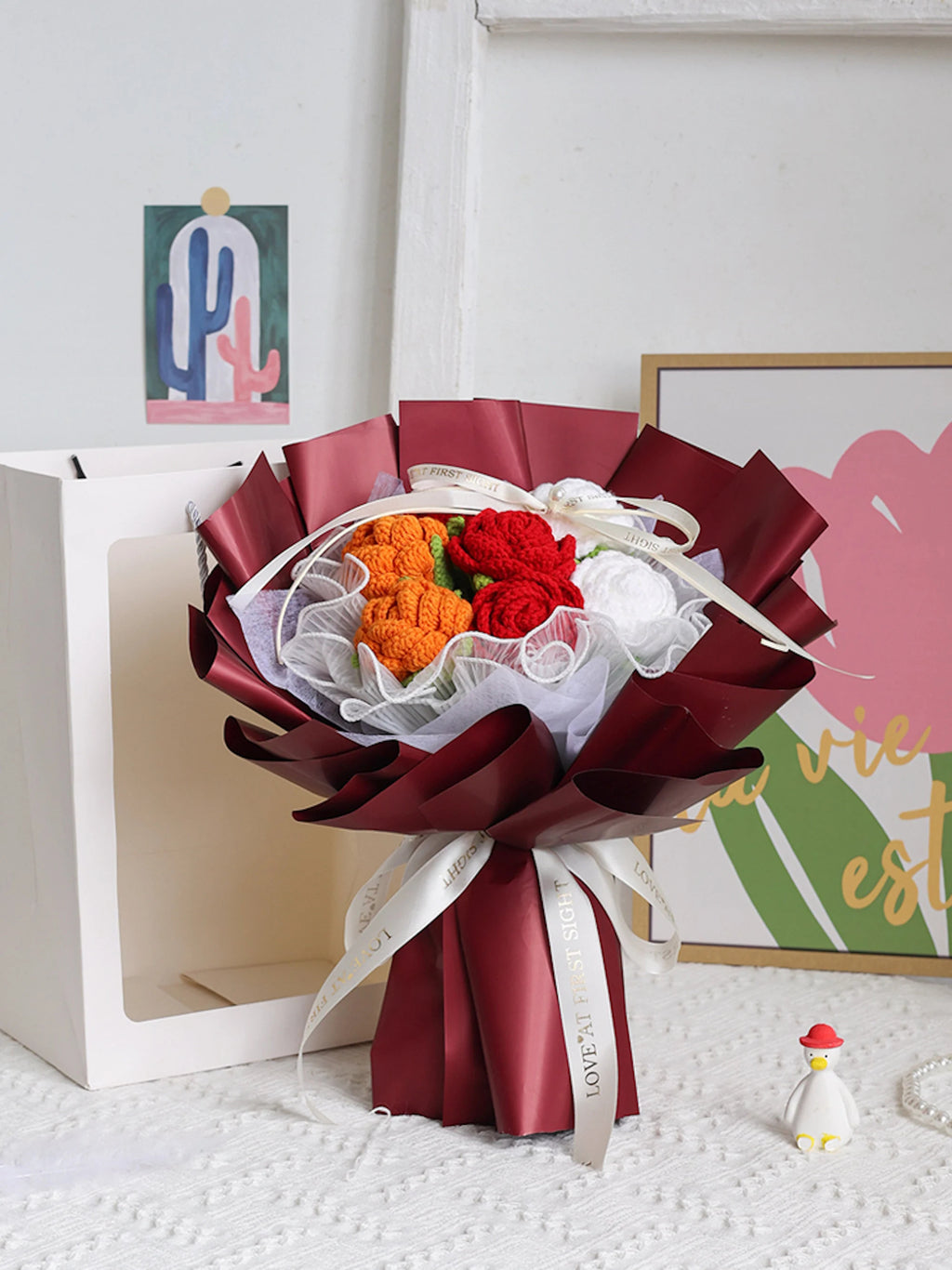 Roses Bouquet Crochet Flower Bouquet Mom Gift Bouquet