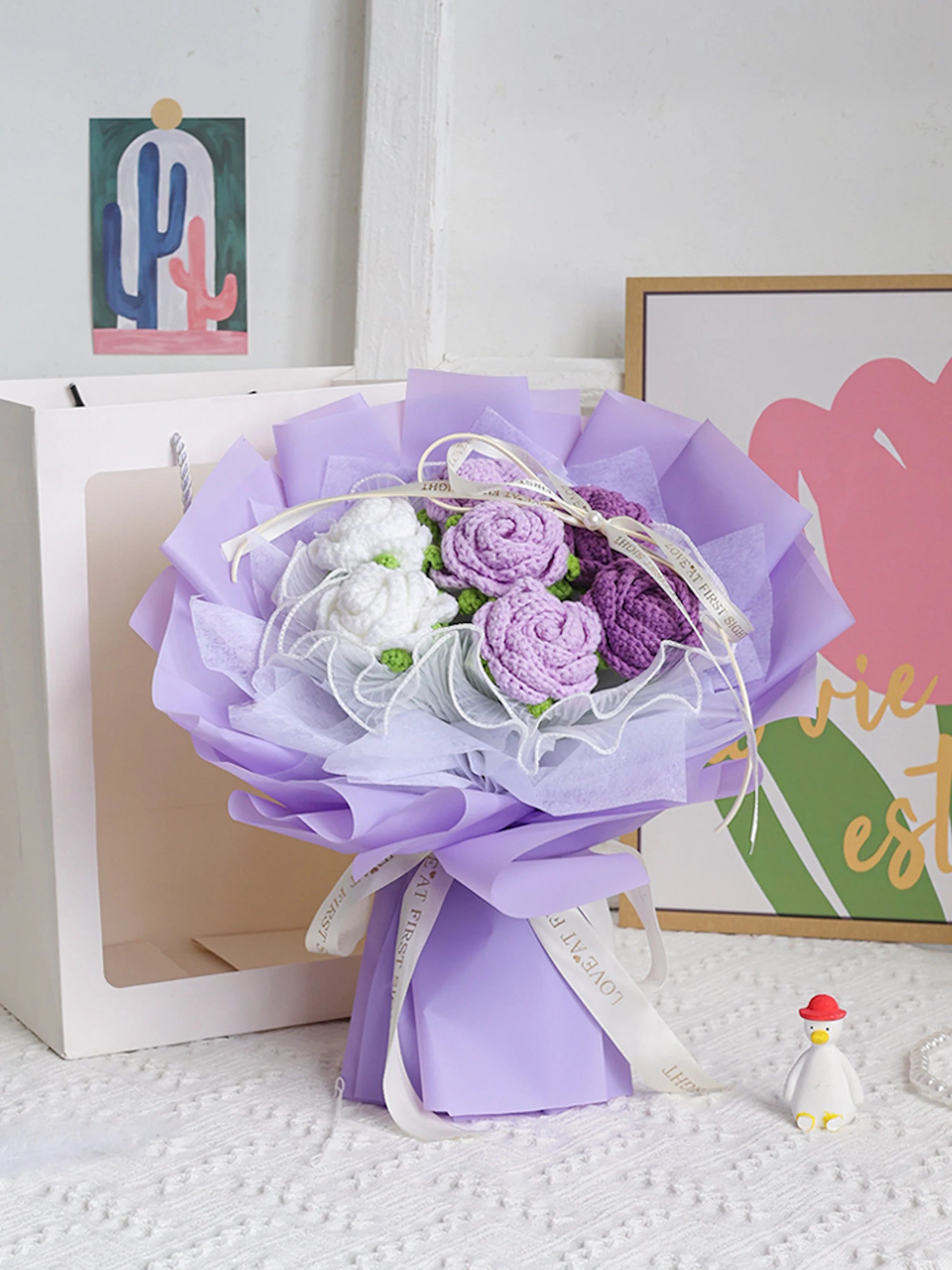 Roses Bouquet Crochet Flower Bouquet Mom Gift Bouquet