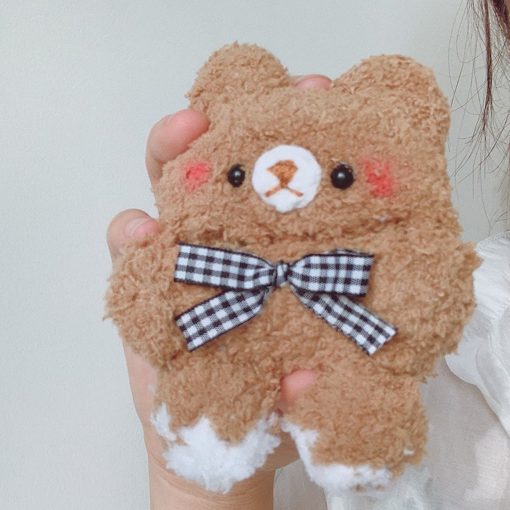Fluffy Plush Brown Bear Airpods Case
