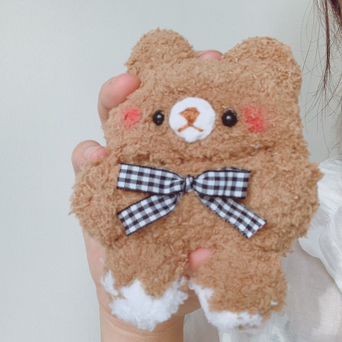 Fluffy Plush Brown Bear Airpods Case