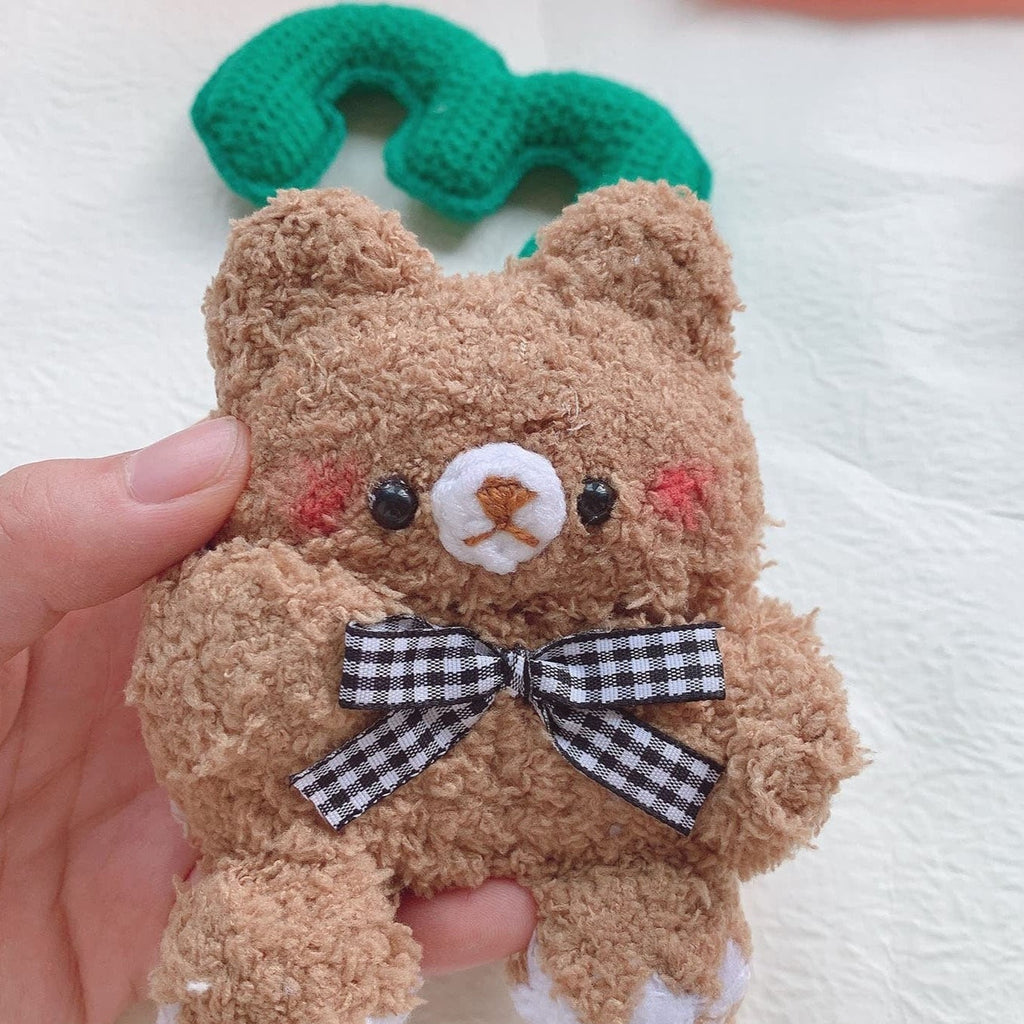 Fluffy Plush Brown Bear Airpods Case