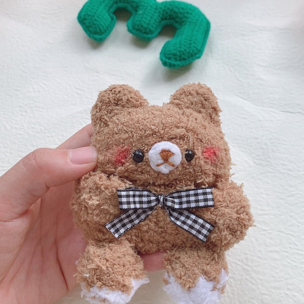 Fluffy Plush Brown Bear Airpods Case